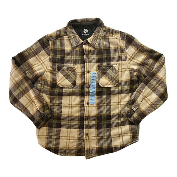 WP Weatherproof Men's Button Down Sherpa Lined Work Shirt Jacket - Latte - Picture 1 of 2